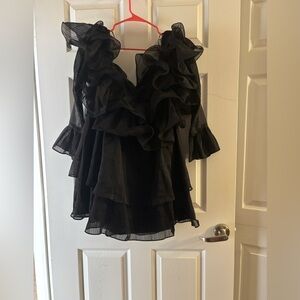 Elegant Black Ruffled Dress